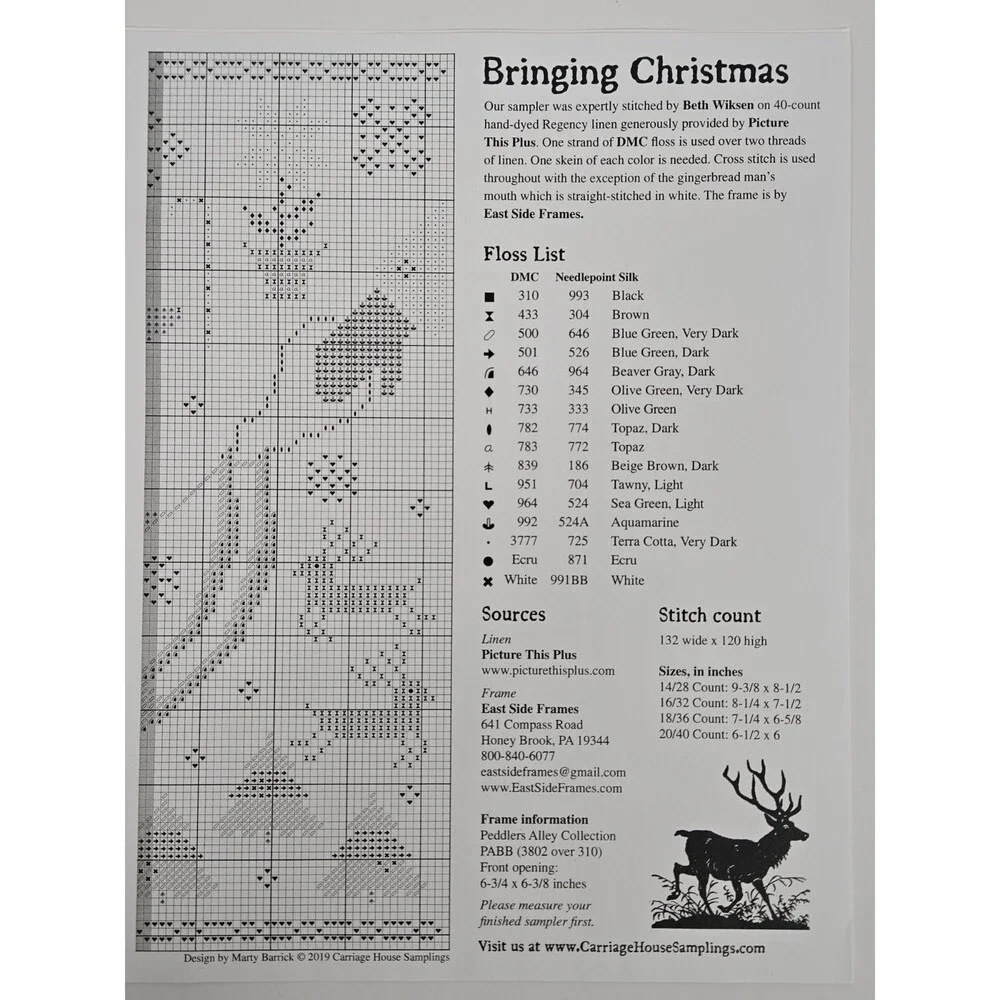 Carriage House Samplings Bringing Christmas Cross Stitch Pattern Chart 2019